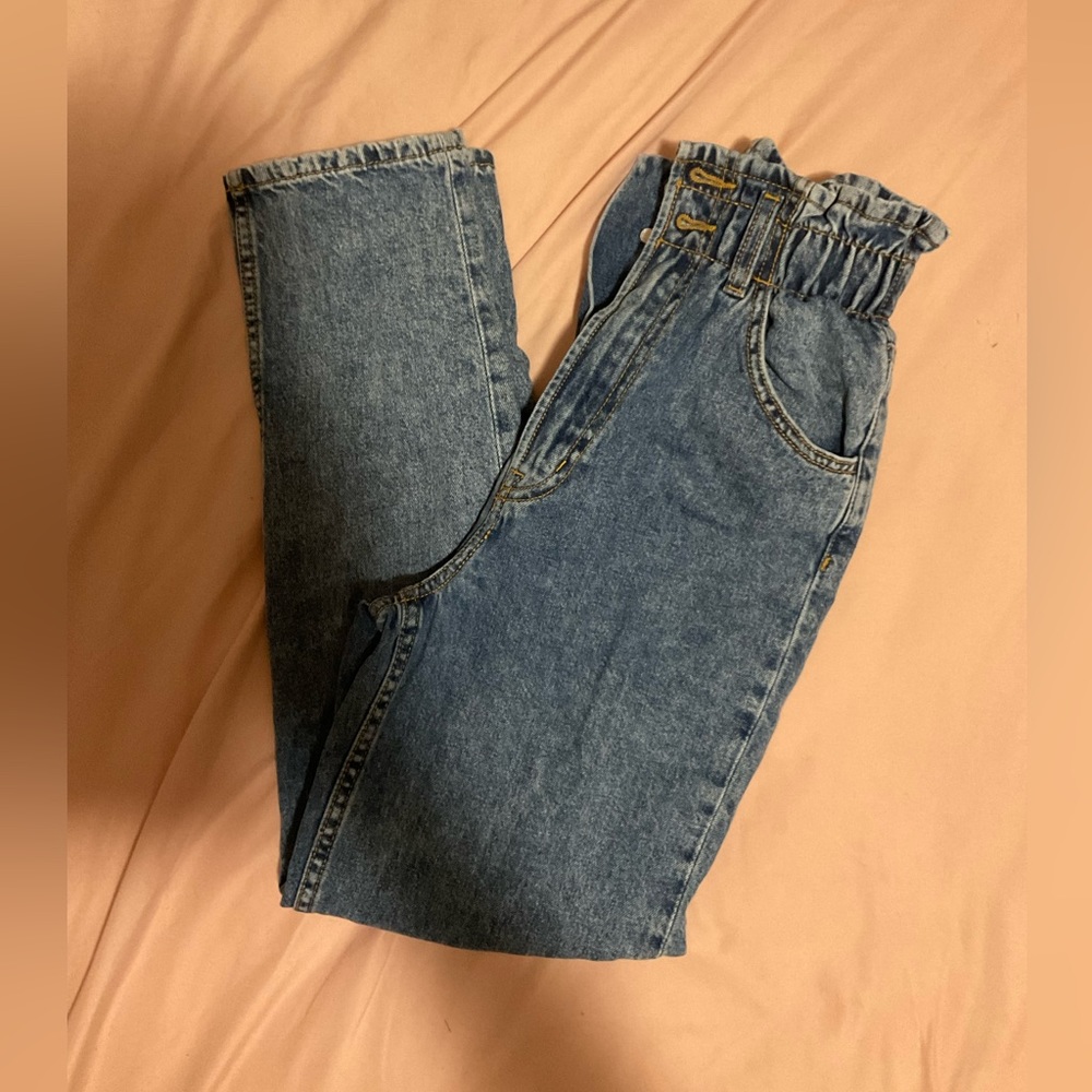 Blue Paperbag Mom Jeans